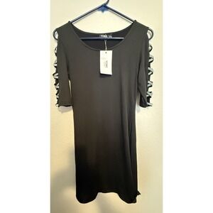 YOINS Small‎ Black Dress Cutout Sleeve Rhinestone Detail Party Cocktail